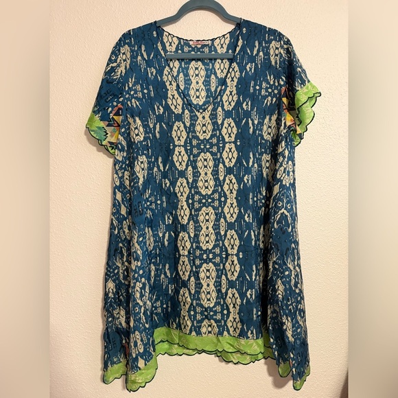 Johnny Was Puente Silk Tunic Geometric Print Top - Picture 2 of 9
